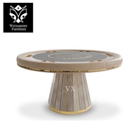 Table de poker multijoueur de luxe italienne Base de panneau de couleur en cuir moderne et personnalisée pour les jeux de cartes de divertissement en club Table à puces