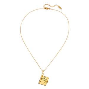 Meilleure vente livre collier en acier inoxydable Couple gravé pendentif ouvert lettre d'amour coeur Flip Page LOGO personnalisé cadeau pour les femmes - Product Image 5