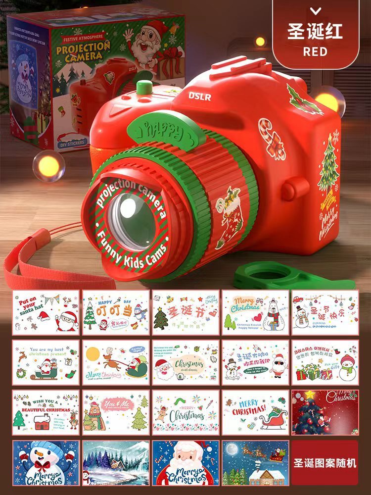 Cámara navideña roja - 3 tarjetas, 3 fotos - caja de color [sin batería]