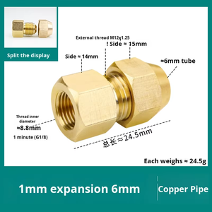 Tubo adattatore per manometro alta pressione in ottone per filo femmina/trattamento superficiale idraulico liscio - Product Image 6