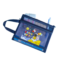 Porte-documents en PU motif Astronaute avec fermeture éclair, format A4, grande capacité, pochette de rangement classifiée pour papiers d'examen