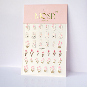 TSZS-pegatinas de <span class=keywords><strong>uñas</strong></span> <span class=keywords><strong>para</strong></span> manicura, adhesivos <span class=keywords><strong>para</strong></span> <span class=keywords><strong>uñas</strong></span> con bordes dorados, <span class=keywords><strong>flores</strong></span> <span class=keywords><strong>en</strong></span> <span class=keywords><strong>relieve</strong></span>, Color rojo, rosa, tulipán, venta al por mayor - Product Image 1