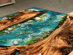 Acabado Resistente al Agua para Uso Profesional a Largo Plazo, Moderna Superficie de Mesa de Madera Epoxi con Madera Maciza - Product Image 2