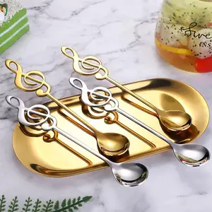 Factory Stainless Steel Coffee Spoons Ice Cream Scoop Music Note Tea Spoon Mini Mixing Spoon