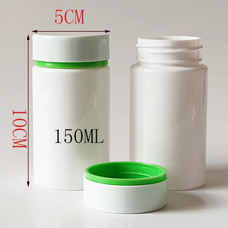 BPA 무료 150cc 비타민 병 어린이 저항 캡 맞춤형 100cc 알약 캡슐 병 블루 그린 플라스틱 항아리