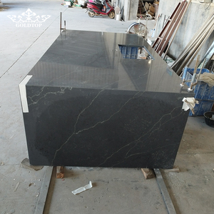 Goldtop Stone <b>Black</b> Basecolor 5039 Laurent Calacatta Artificial Quartz Countertops with Waterfall for Luxury Apartment Project - Product Image 5