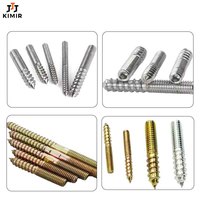 High Strength Zinc Plated Metric Left Hand Double Head Wood Screw Full Thread Woodworking Furniture Hardware Factory Direct