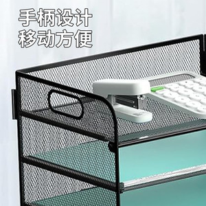 Office Organizer Desktop Shelf 5 Layers Metal Mesh Storage Rack No Drill Installation Modern Minimalist Design - Product Image 3