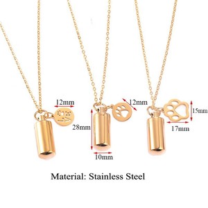 Kalung liontin botol parfum berbentuk kubus dengan desain cakar hewan peliharaan dari baja anti karat, polesan tinggi, perhiasan populer. - Product Image 3