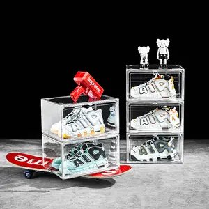 Акриловые прозрачные коробки для обуви, пластиковая прозрачная коробка для хранения кроссовок и обуви, Органайзер