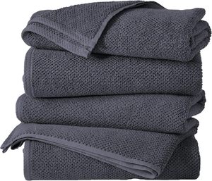 Ensemble de serviettes de bain en coton gris, 4 pièces, ensemble de serviettes à main en jacquard, serviettes de cuisine à séchage rapide - Product Image 1