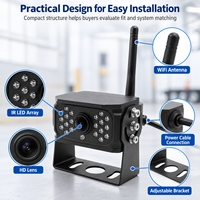 Caméra de recul sans fil AHD pour camion, vision nocturne WiFi 1080P/720P IP68, application Android/iOS, pour remorque, bus, fourgon, flotte, OEM