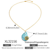 Collier multi-breloques en acier inoxydable plaqué or, style océan, coquillages et conques, étanche, collection été 2026, vente en gros de bijoux