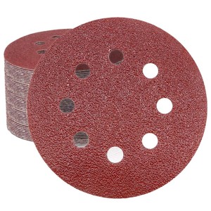 Papel de lija redondo de 5 pulgadas y 125mm, hojas de arena de disco de ocho agujeros, grano 40-2000, gancho y bucle de pulido de disco de lijado - Product Image 6