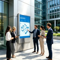 Écran tactile LCD industriel 4K étanche pour extérieur, 32/43/49/55/65/75 pouces, montage mural, 3000 nits, lisible en plein soleil, pour affichage publicitaire en rue