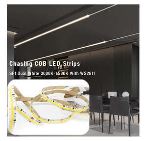 Tira de LED COB Pixel con Efecto de Agua Corriente, 24V, Blanca Direccionable, Flujo de Luz, 3000K+6000K, Blanco Dual, Efecto de Persecución de Caballos, Paisaje, IP20, Wi-Fi - Product Image 1