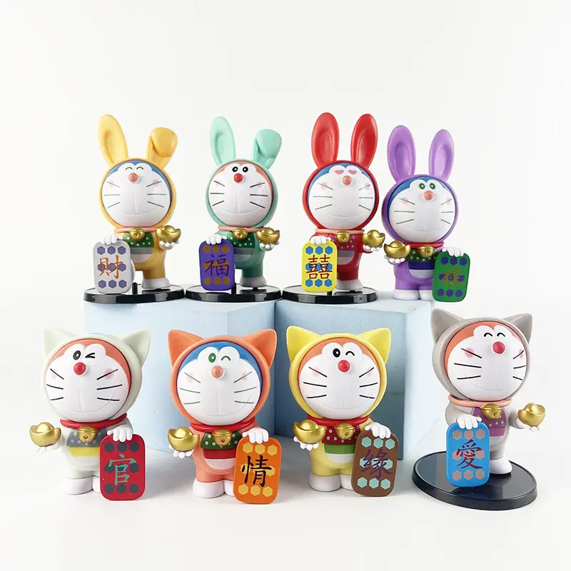 8 buah/set 7-11cm Doraemon mengumpulkan dekorasi Kawaii Anime Jepang figur PVC