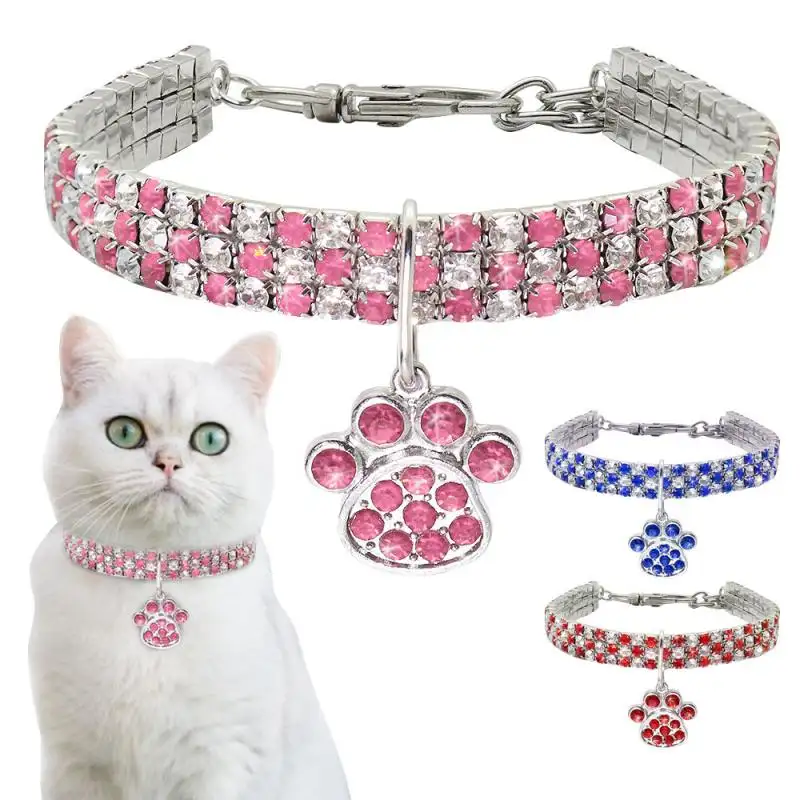 S/M/L collier universel pour chien et chat, incrustation de strass, collier pour chien, collier pour animaux de compagnie, couleur mixte, bijoux élastique, collier pour chat