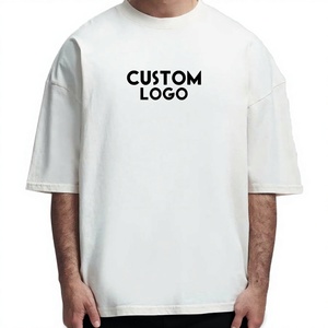T-shirt unisexe en coton tricoté uni 100 %, coupe ample et carrée, manches courtes, sérigraphié, anti-boulochage, respirant, style streetwear - Product Image 3