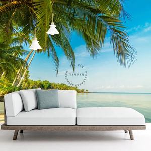 Peel and Stick Wallpapers Tropical Beach et Palm Tree Sea View - Product Image 2