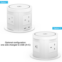 Multiprise de bureau escamotable avec 4 prises UK, charge rapide USB-C PD 20W et chargeur sans fil intégré