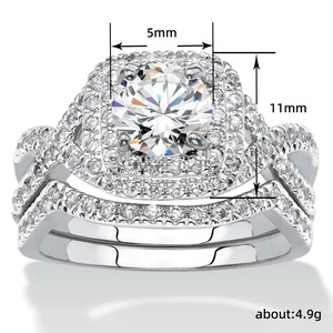 Elegante Set di Anelli con Zirconi a Strati Incrociati, Stile Minimalista per Matrimonio, Gioielli da Donna alla Moda, per Fidanzamento e Uso Quotidiano, Regalo Chic - Product Image 3