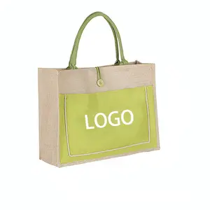 Offre spéciale cadeau en toile de jute réutilisable imprimé sacs fourre-tout en jute avec bonjour week-end conception sacs à provisions d'épicerie en gros