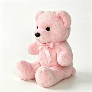 Customized <b>Pink</b> Teddy <b>Bear</b> Plush - Soft Fluffy Stuffed Animal with <b>Pink</b> Satin Bow, Cute Classic Toy for Kids & Girls - Product Image 5