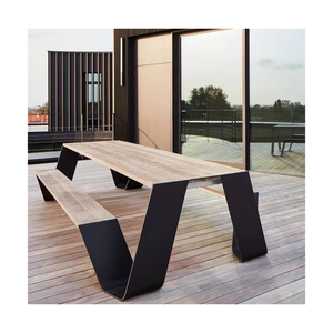 Commercial Outdoor Patio Wood Outdoor <strong>Table</strong> <strong>Set</strong> Street Wooden Outdoor <strong>Table</strong> <strong>Bench</strong> <strong>Set</strong> - Product Image 1