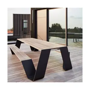 Set da tavolo da esterno in legno per Patio esterno commerciale Set da tavolo da esterno in legno da strada