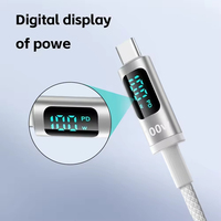 Grosir kabel USB tipe-c sampai tipe-c, kabel pengisian daya Cepat PD 100W 5A dengan tampilan Digital, jalinan nilon untuk Printer & penggunaan komputer