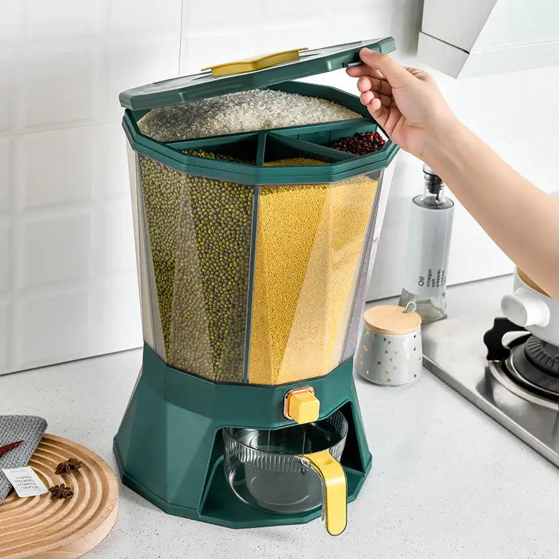 Plastic Pet Grain Flour Spice Coffee Automatic Dispenser Beans Cat Food Dispenser Container Kitchen Luxury Dry Food Dispenser