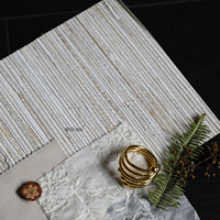 Papel Tapiz MYWIND de Hierba Natural Color Crema Blanco para Decoración de Interiores de Hoteles y Hogares, Revestimiento de Paredes Hecho a Mano