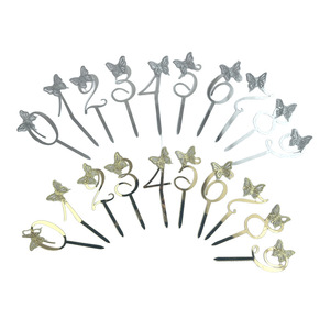Adorno de acrílico para pastel con diseño de miel y dulzura, números del 0 al 9 con brillantina y mariposas, decoración para fiestas de cumpleaños, adorno para pastel. - Product Image 1