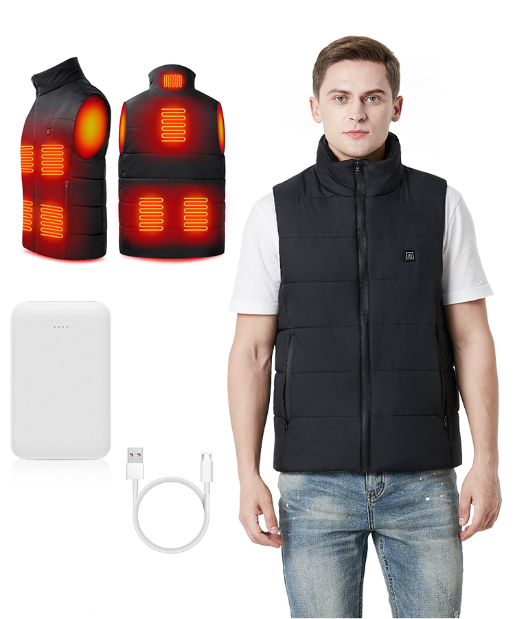 USB Rechargeable Electrical Heating vest Jacket Winter Men jacket Sleeveless Puffer Cotton Jacket Quilted vest