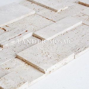 <span class=keywords><strong>Travertine</strong></span> cube 3d matt hoàn thiện gạch <span class=keywords><strong>mosaic</strong></span> đá cẩm thạch màu be màu đối với TRUYỀN HÌNH nền - Product Image 4
