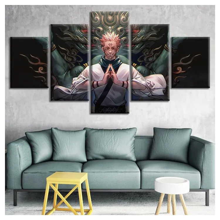 5pcs Animation Printing Poster Home Decore Modern Art Canvas Art Paints Wall Stickers Sukuna Jujutsu Kaisen Anime