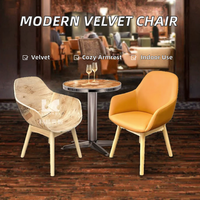 Chaise de salle à manger moderne en tissu velours avec accoudoirs pour hôtel, restaurant, maison, bureau