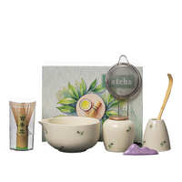 Outils de cérémonie japonais en porcelaine céramique faits à la main avec logo personnalisé ensemble de fouets à matcha de 2 à 7 pièces résistant à la chaleur de qualité alimentaire