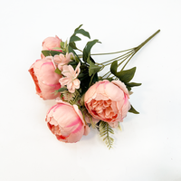 Harga Grosir Desain Baru 9 Tangkai Bunga Peony Sutra Buatan dan Buket Peony Palsu Berwarna-warni untuk Dekorasi Pernikahan dan Acara
