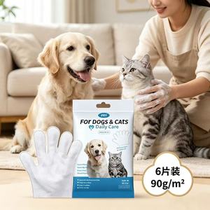 Gants de toilettage pour animaux de compagnie, lingettes non tissées 90 g/m², 6 lingettes par sachet pour le nettoyage quotidien des chiens et des chats - Product Image 3