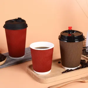 High quality coffee <b>cup</b> corrugated <b>cup</b> wholesale with customization three layer thickening heat insulation anti slip function - Product Image 1