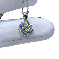 Collier chaîne en argent 925 plaqué platine KARATS, certifié GRA, avec pierre brillante de 5 carats, couleur D, taille brillante originale, motif vague d'eau