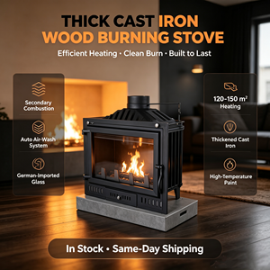 Offerta Speciale: Inserto per <span class=keywords><strong>Caminetto</strong></span> Moderno <span class=keywords><strong>in</strong></span> <span class=keywords><strong>Ghisa</strong></span> e Acciaio Inossidabile, Nero Opaco, <span class=keywords><strong>Stufa</strong></span> a Legna da Interno 26KW - Product Image 1