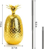 Gobelets fantaisie en gros 16 OZ, gobelet ananas doré avec paille extensible, gobelets de fête hawaïenne pour décorations de cocktails