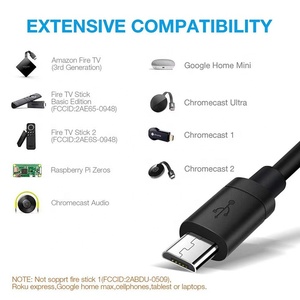 อะแดปเตอร์การ์ดเครือข่าย USB Lan Ethernet 10/100Mbps สำหรับ <span class=keywords><strong>Fire</strong></span> <span class=keywords><strong>TV</strong></span> <span class=keywords><strong>Stick</strong></span> <span class=keywords><strong>Chromecast</strong></span> Ultra Audio Google สายถัก PVC พร้อมพอร์ต Micro USB และ RJ45 - Product Image 5
