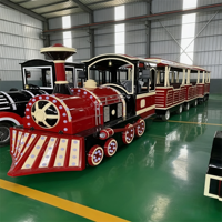 Train miniature de luxe sans rails de style vapeur pour parc d'attractions, capacité 24 places