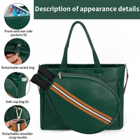 Sac à bandoulière de sport YCW PU grande capacité, imperméable, pour raquettes de pickleball et de tennis, sac de transport personnalisé avec logo pour utilisation en extérieur, padel