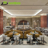 Ensemble de salle à manger moderne et traditionnel en bois massif (chêne/bois de cerisier) pour hôtel et restaurant, 4 chaises et table, mobilier commercial complet