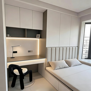 Cama de Madera Personalizada con Espacio de Almacenamiento <span class=keywords><strong>para</strong></span> Dormitorios Pequeños, Armario de Almacenamiento Moderno <span class=keywords><strong>para</strong></span> Apartamentos y Villas, Mueble de Hogar - Product Image 3